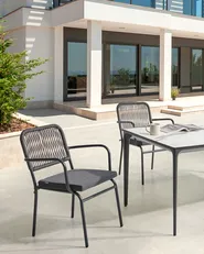 Set of 4 Garden Chairs with Cushions TACENO Metal Grey_1007815