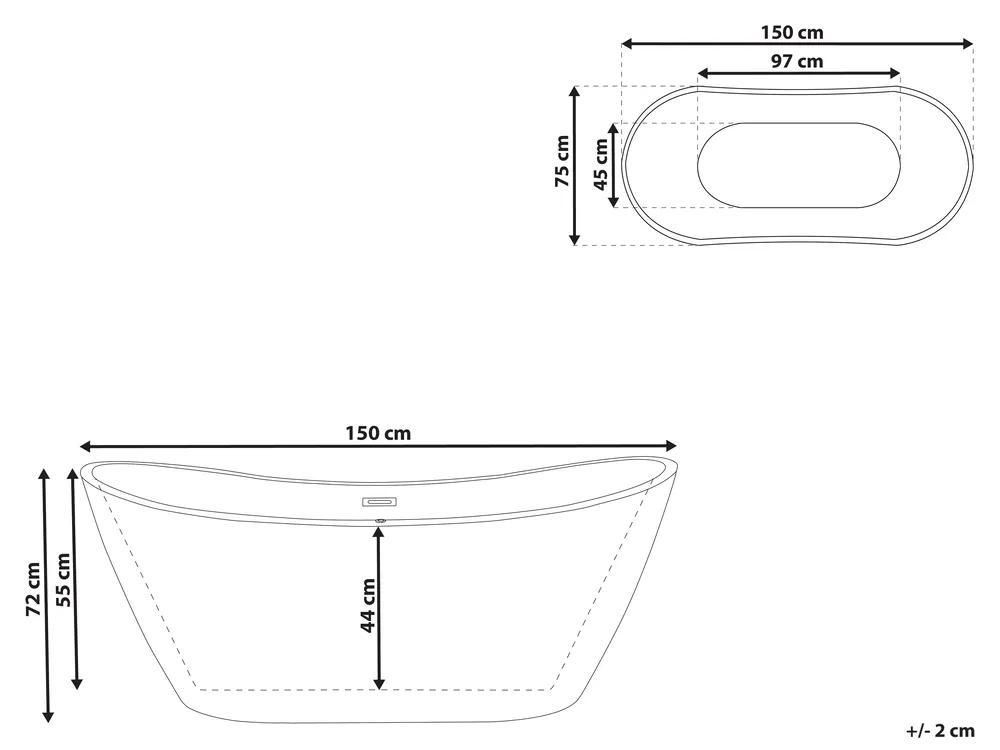 Freestanding Bathtub ANTIGUA 1500 x 750 mm White_762883