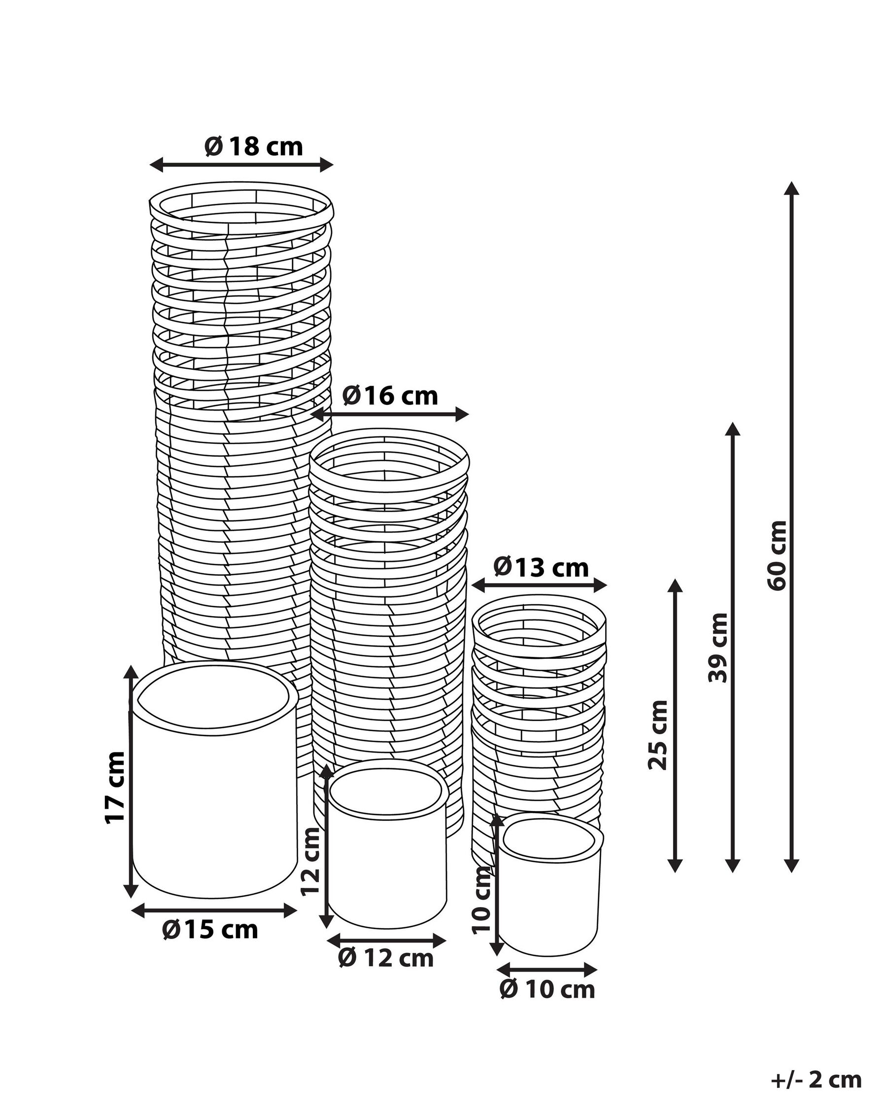 Set di 3 portacandele ROVARE 60/39/25 cm Legno di pioppo Grigio_792316