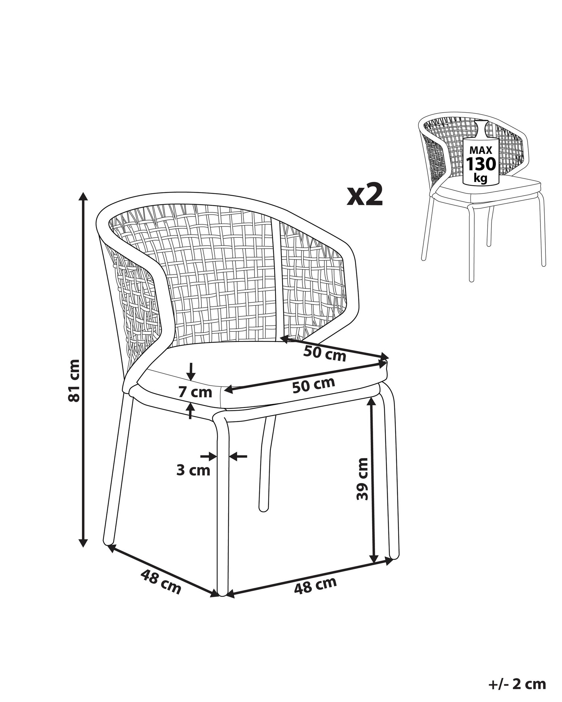 Set di 2 sedie da giardino con cuscini PALMI Metallo Grigio_816603