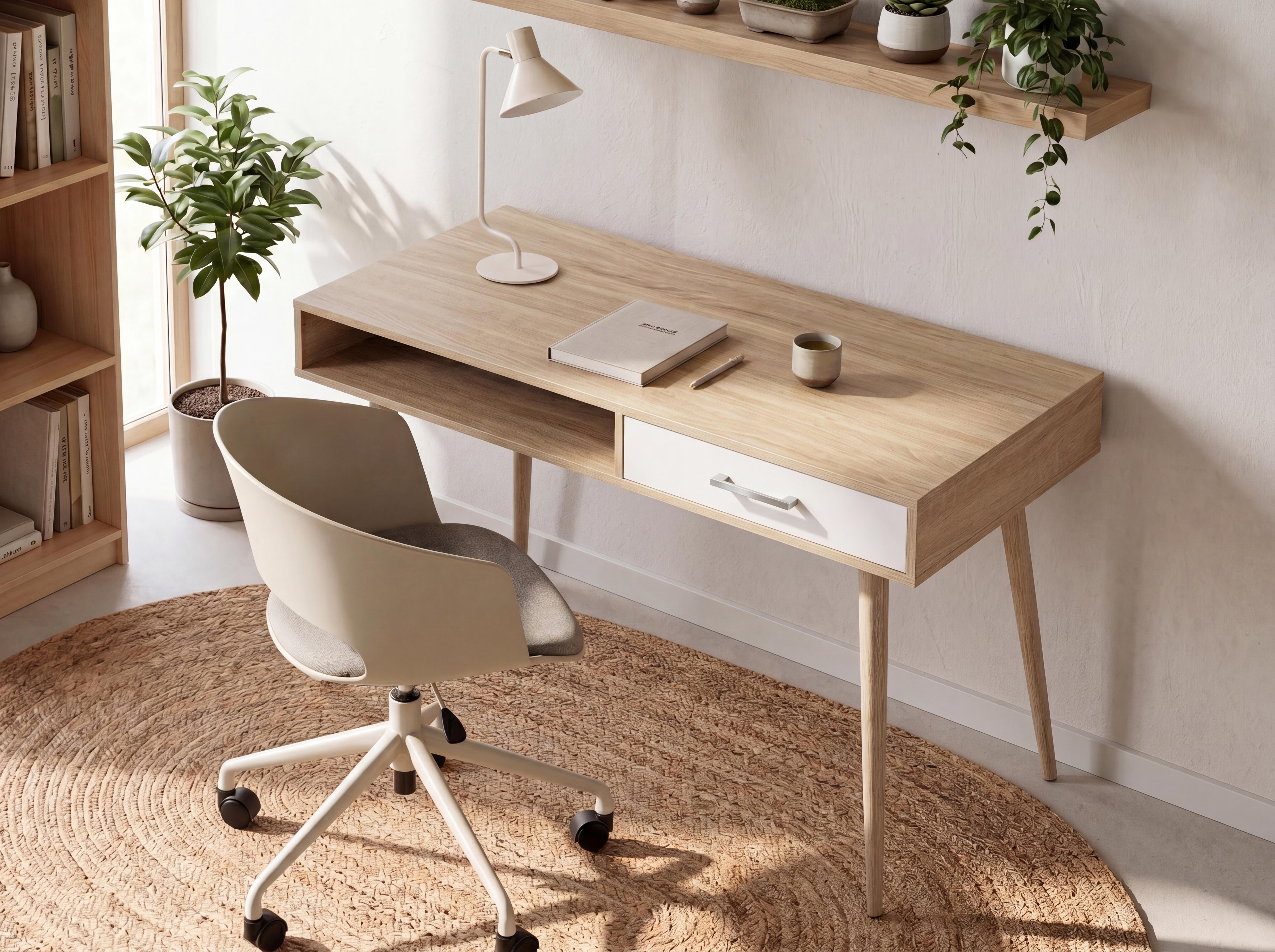 Schreibtisch DEORA 100 cm x 48 cm mit Schubladen Hellbraun
