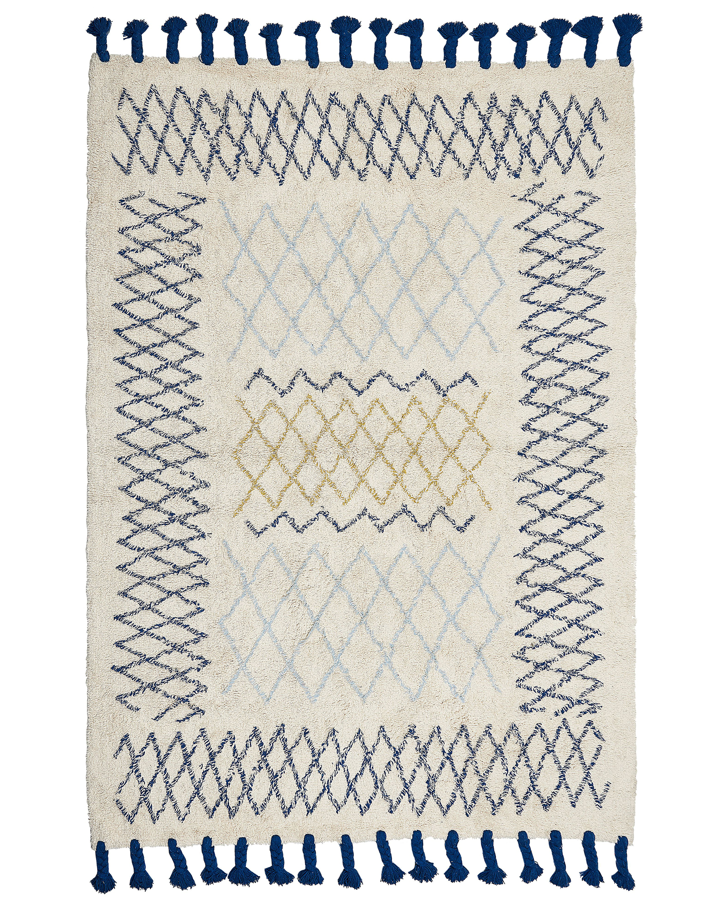 Teppich Baumwolle beige / blau 160 x 230 cm geometrisches Muster Kurzflor ERZINCAN_839239