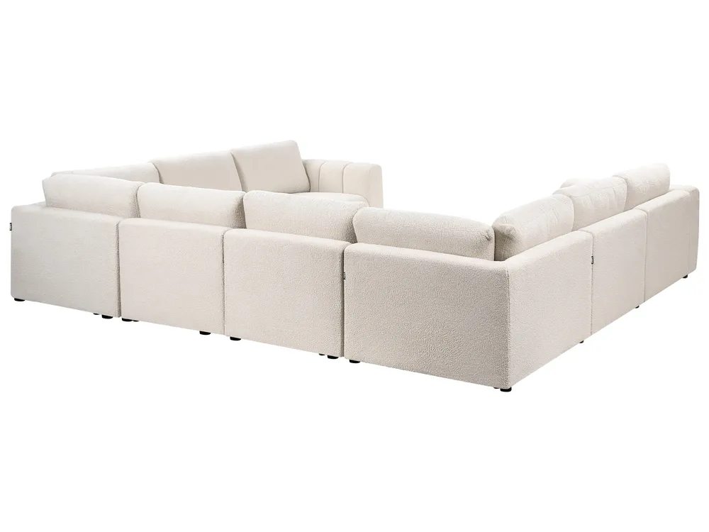 Modular U-Shape Sofa 8 Seater KIVVIK Boucle Off-White_1045867