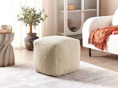 Cotton Pouffe 45 x 45 x 45 Beige JOARA