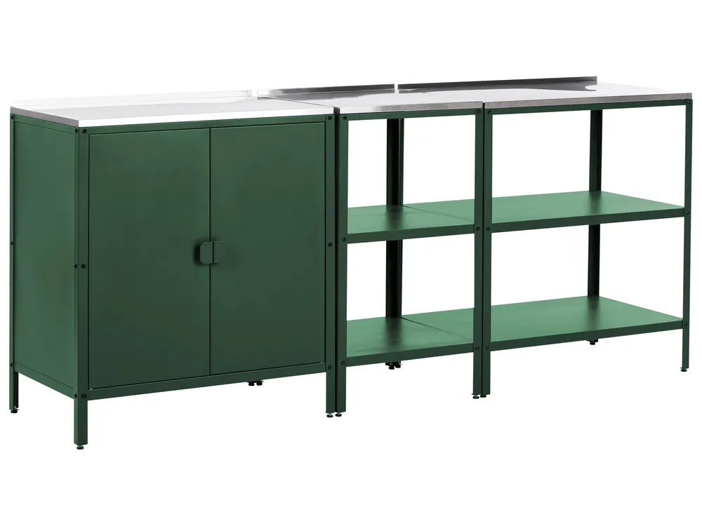 3 Piece Outdoor Kitchen Set VILAMA Green Metal