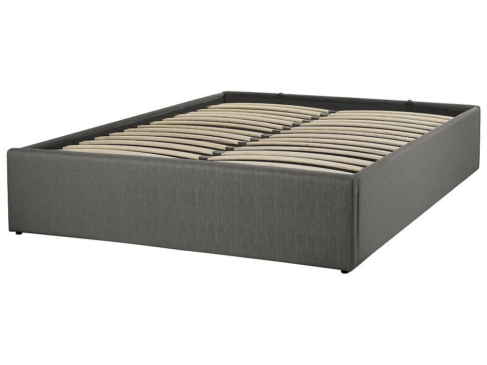 Bett mit Stauraum ohne Kopfteil DINAN Stoff Dunkelgrau 120 x 200 cm_1187445