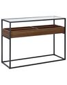 Glass Top Console Table Dark Wood and Black WACO_825575