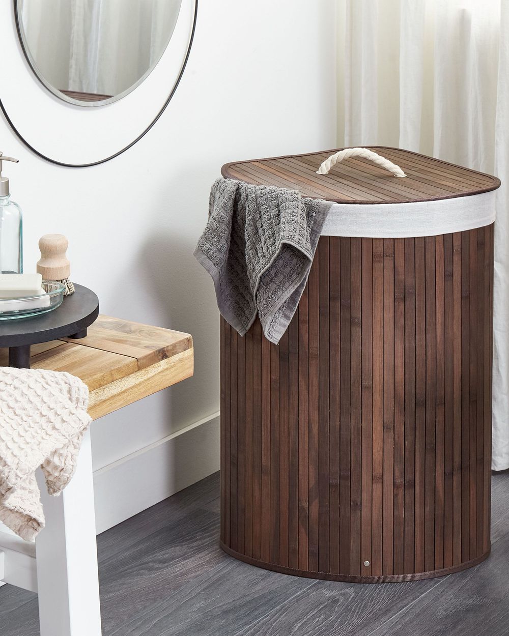 Panier à linge MATARA Bambou Marron foncé 57 L