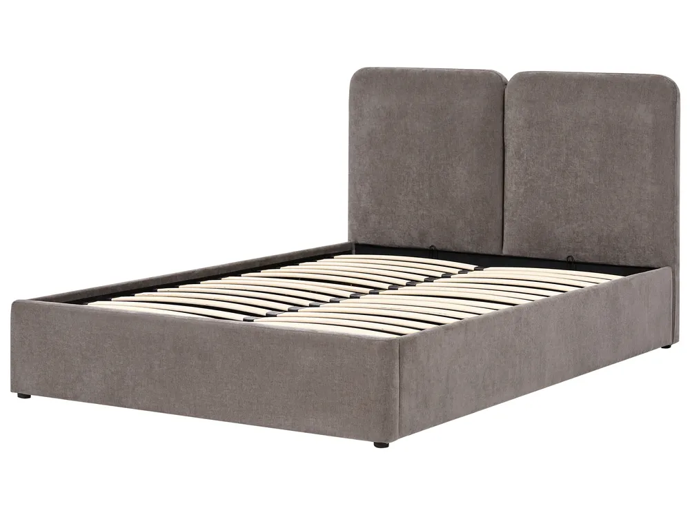 Bett mit Stauraum ARBOIS Chenillegewebe Taupe 140 x 200 cm_1023109
