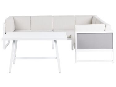 Lounge Set Aluminium weiß 6-Sitzer linksseitig Auflagen cremeweiß CASTELLA/FRATTE