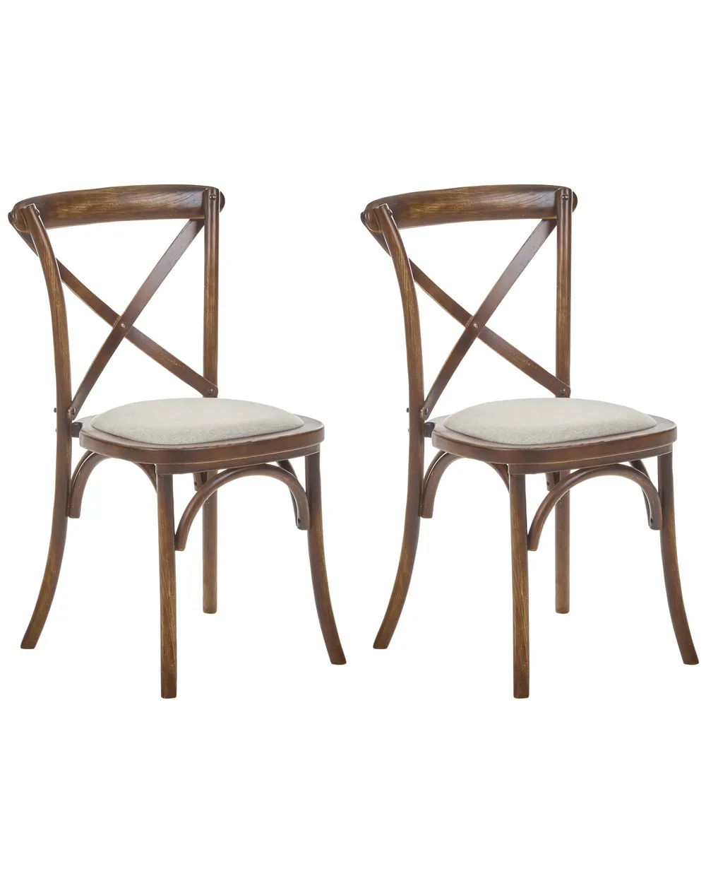 Set van 2 stoelen LYONS Hout Donkerbruin/beige_1095653