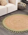 Okrúhly jutový koberec ⌀ 140 cm béžová a zelená MARTS_869926