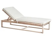 Set of 2 Sun Loungers with Cushions AZZANELLO Acacia Wood Off-White_956866