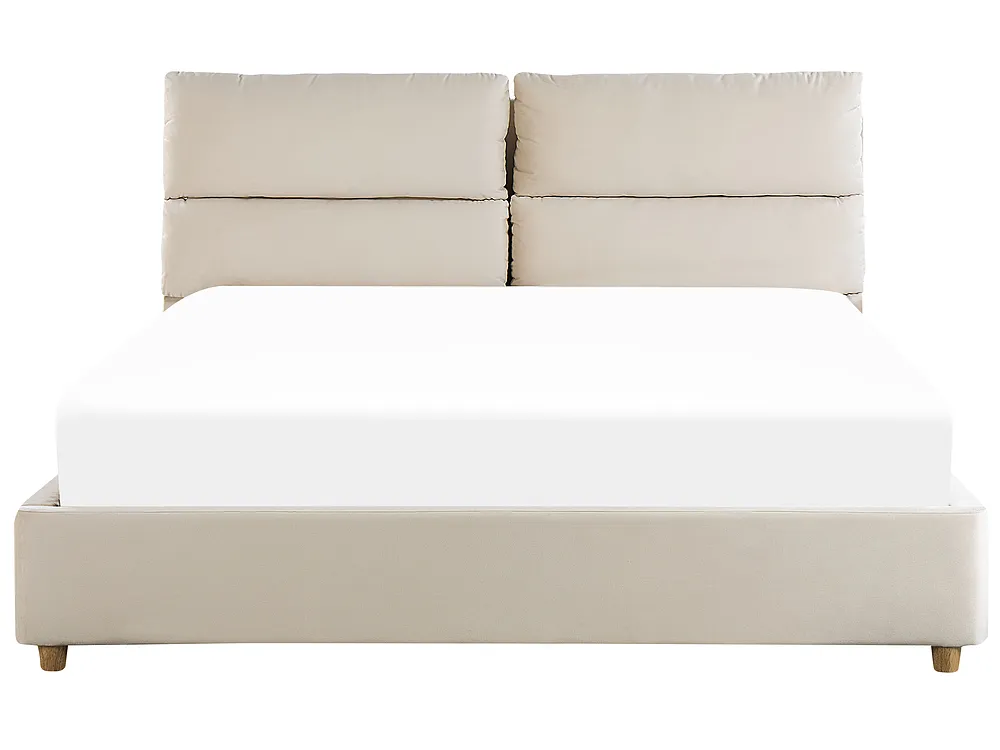Letto contenitore BATILLY Velluto Beige chiaro 160 x 200 cm_830108