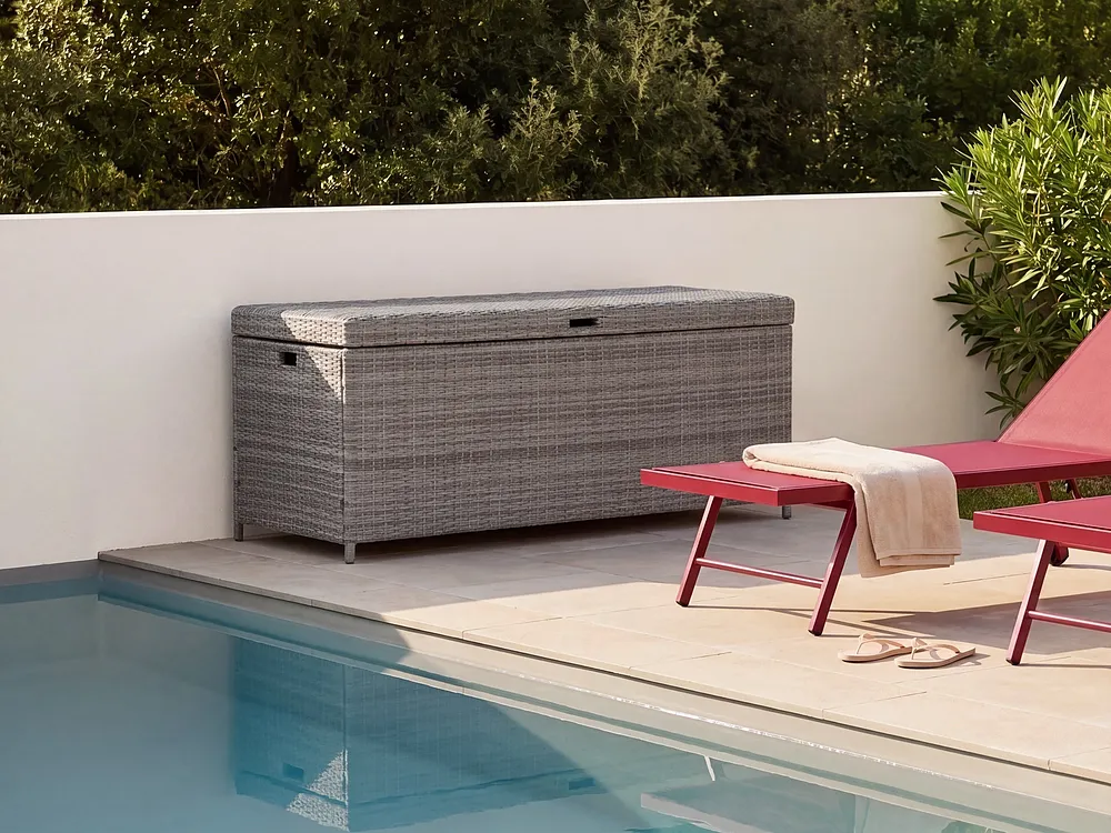 Storage Box MODENA 158 cm 63 cm PE Rattan Grey_1155143
