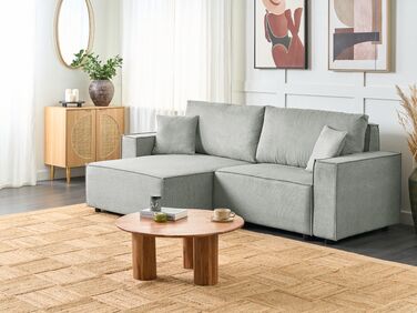 Right Hand Fabric Corner Sofa Bed with Storage Grey KARILA