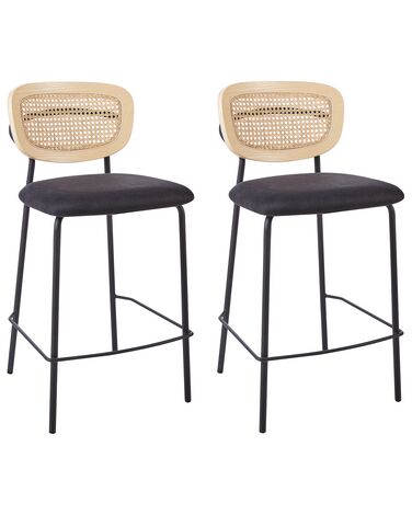 Set of 2 Fabric Bar Chairs Black MAYETTA