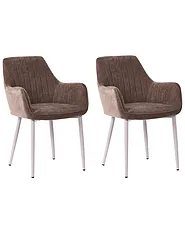 Set of 2 Dining Chairs WELLSTON Fabric Brown_1156662
