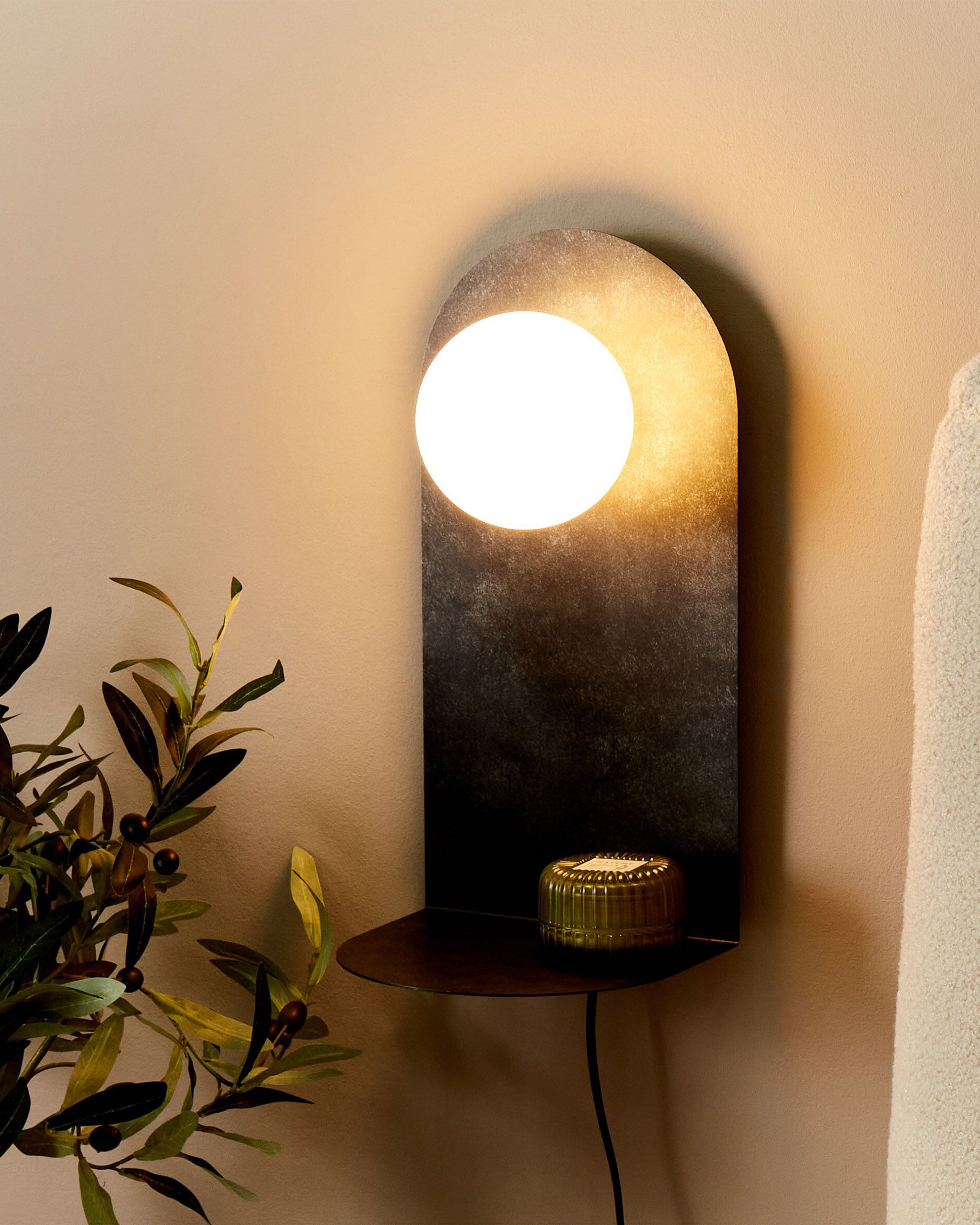 Wall Lamp MAPI with Shelf Metal Graphite Grey | Beliani.co.uk