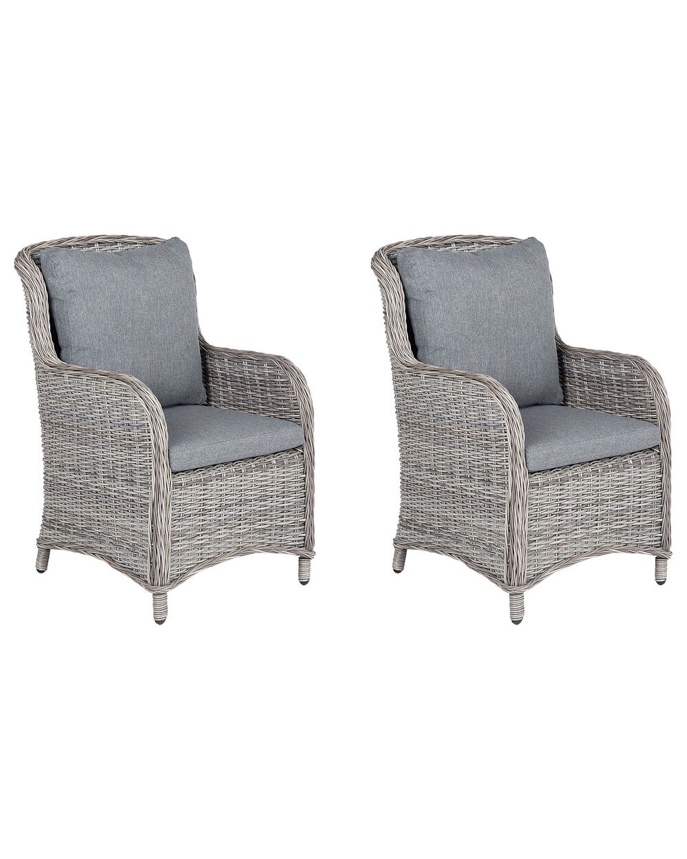 Set of 2 PE Rattan Garden Chairs Grey CASCAIS Beliani