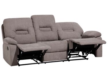 Sofa z manualną funkcją relaksu 3-osobowa beżowoszara BERGEN