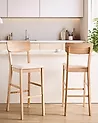 Set of 2 Bar Chairs AMBLER Wood Light Brown/ Beige
