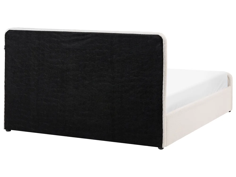 Ottoman Bed LUNAN Boucle White 160 x 200 cm (EU King Size)_1048355