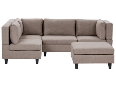 4 Seater Right Hand Modular Fabric Corner Sofa with Ottoman Brown UNSTAD