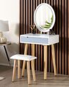 1 Drawer Dressing Table with LED Mirror and Stool White and Grey VESOUL_850249