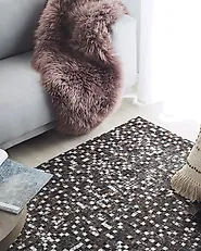 Rug AKKESE Brown 160 x 230 cm Leather_1182978
