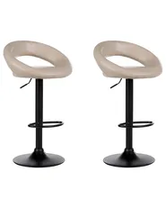 Set of 2 Bar Chairs PEORIA Swivel Faux Leather Light Beige_894664