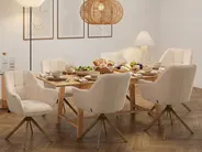 Dining Chair Swivel HAYDEN Boucle Light Beige_1047071
