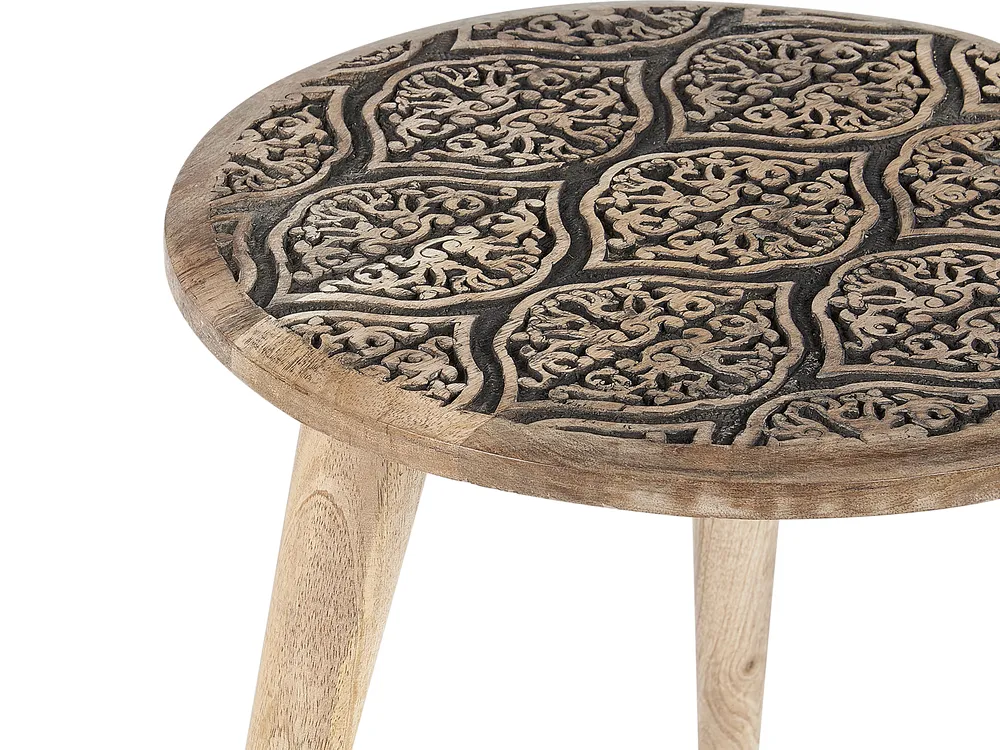 Set di 2 tavolini SHARMA Legno di mango Marrone/Nero_857345