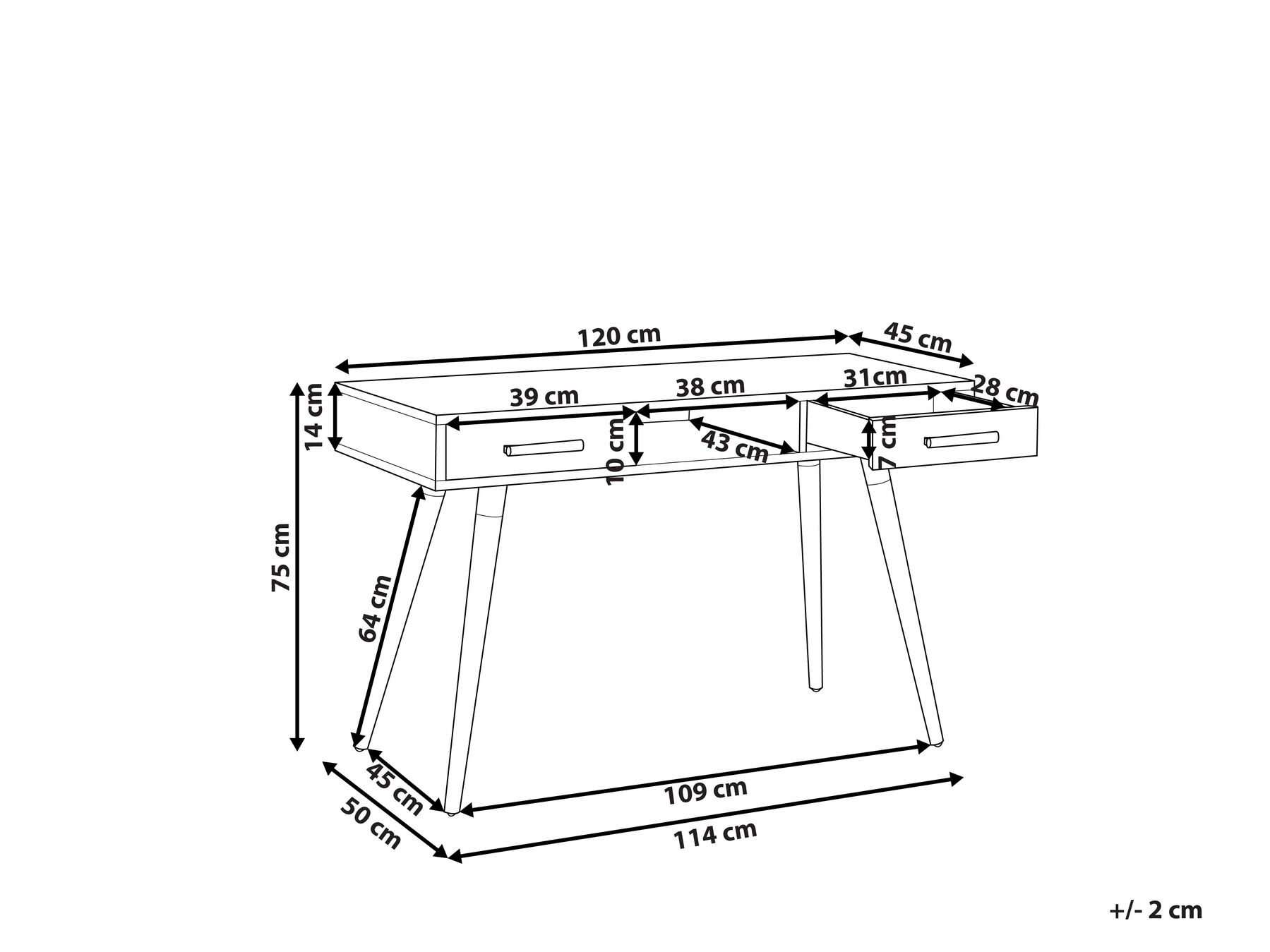 Home Office Desk FRISCO 120 cm 45 cm with Drawers Grey_810357