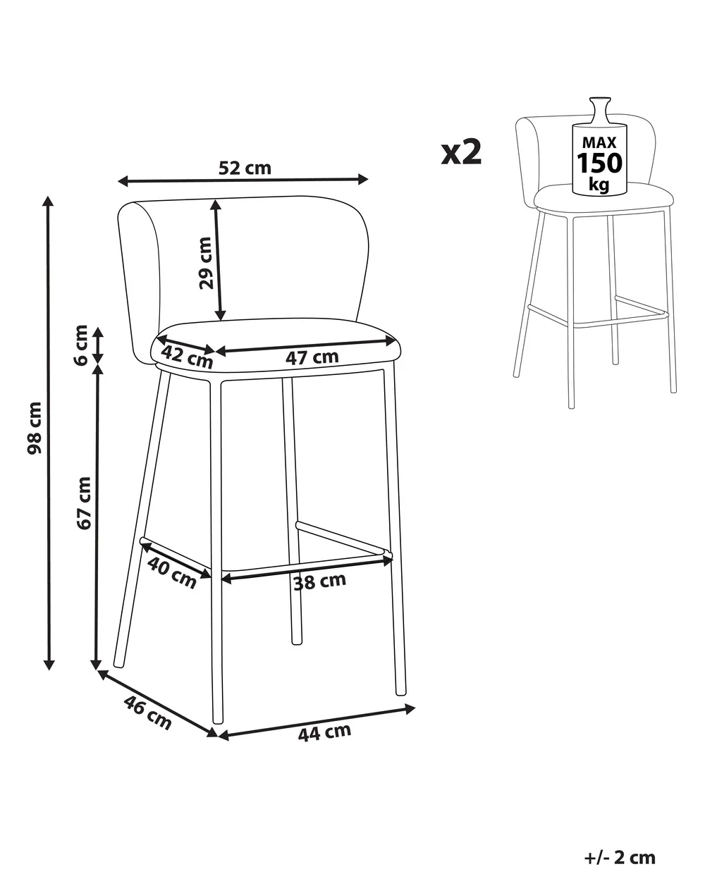 Set of 2 Bar Chairs MINA II Green_954113