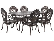Garden Dining Set 6 Seater LIZZANO with Cushions Metal Dark Brown_765519