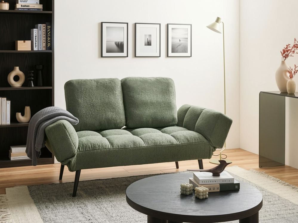 Divano letto 2 posti BREKKE Bouclé Verde