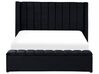 Zamatová posteľ s úložným priestorom 160 x 200 cm čierna NOYERS_834559