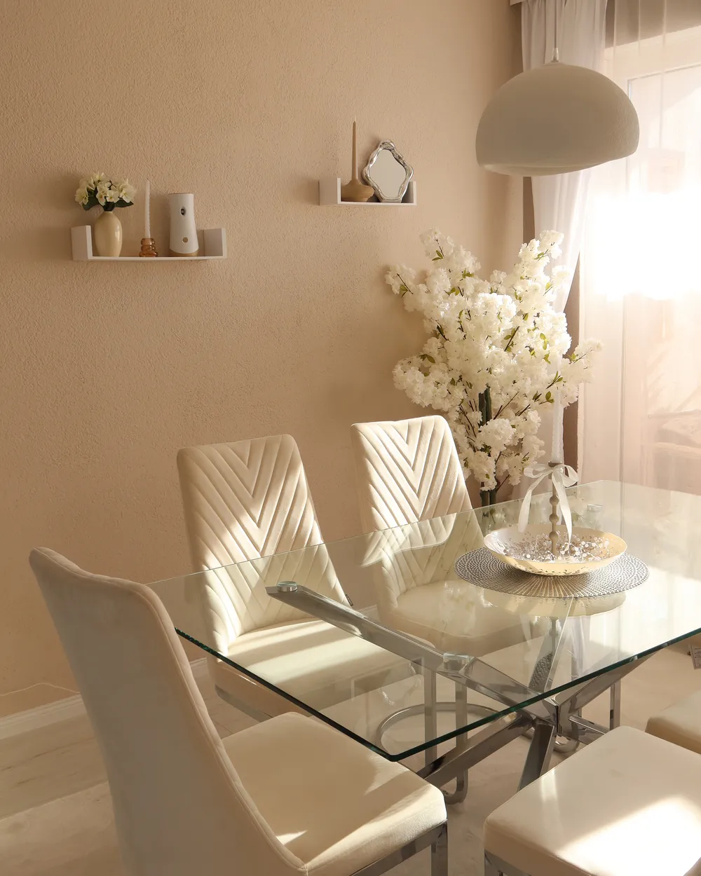 Dining Table CORA Silver 160 cm 90 cm Tempered Glass_967282