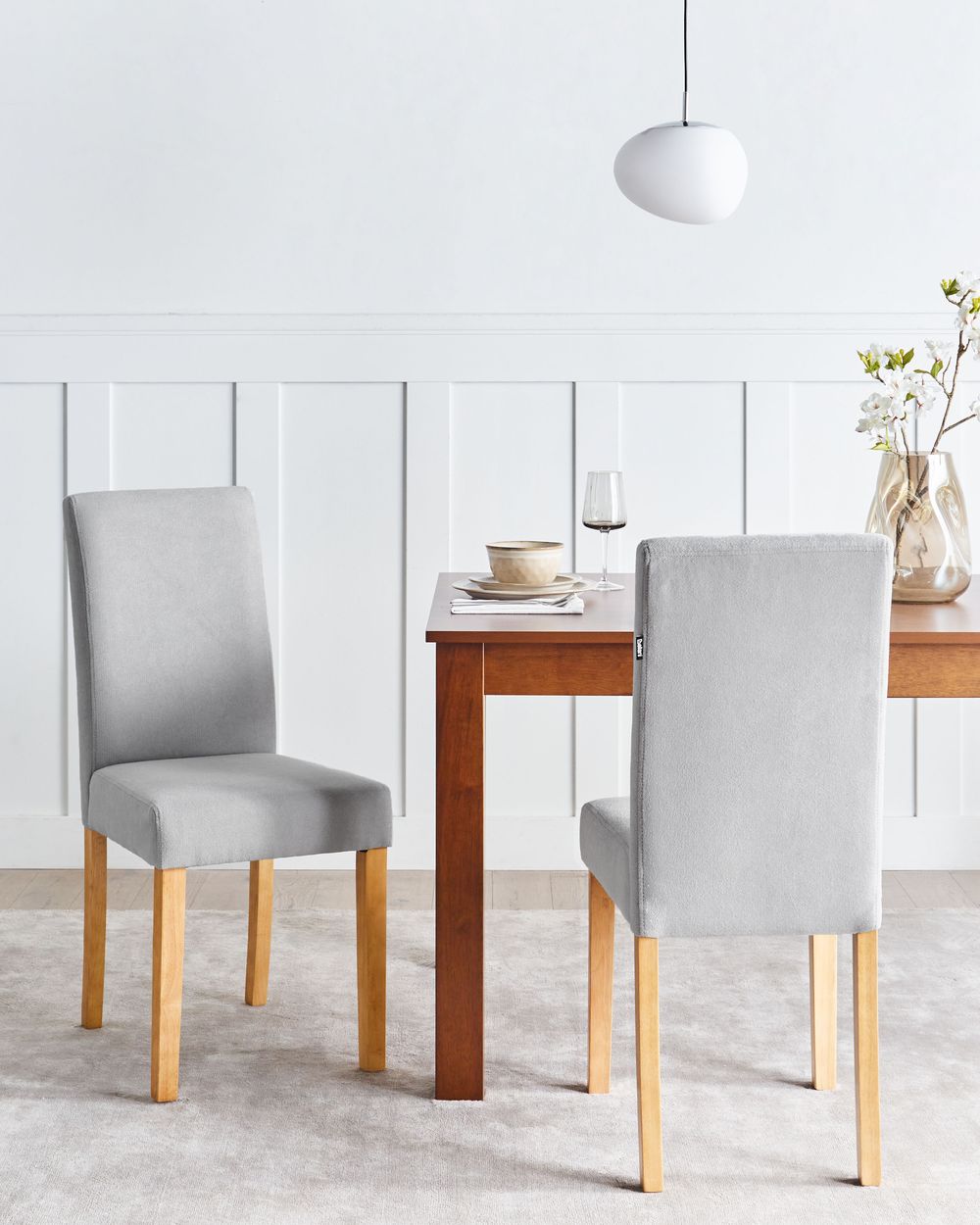 Set of 2 Dining Chairs BROADWAY Fabric Grey