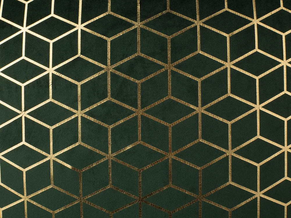 Zestaw 2 poduszek dekoracyjnych CELOSIA 45 x 45 cm Welur Ciemnozielony Wzór geometryczny_770083