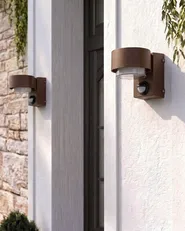 Set of 2 Outdoor LED Wall Lights GOVIA Brown_1107801