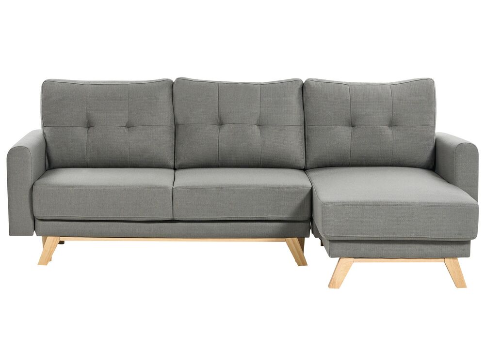 Sofa Bed SIRO with Storage Fabric Grey Left Hand