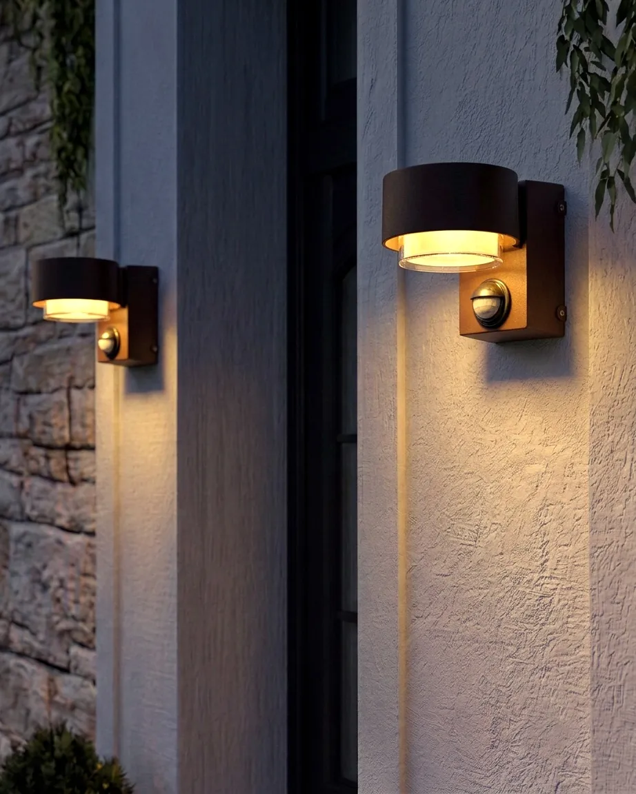 Set of 2 Outdoor LED Wall Lights GOVIA Brown_1107800