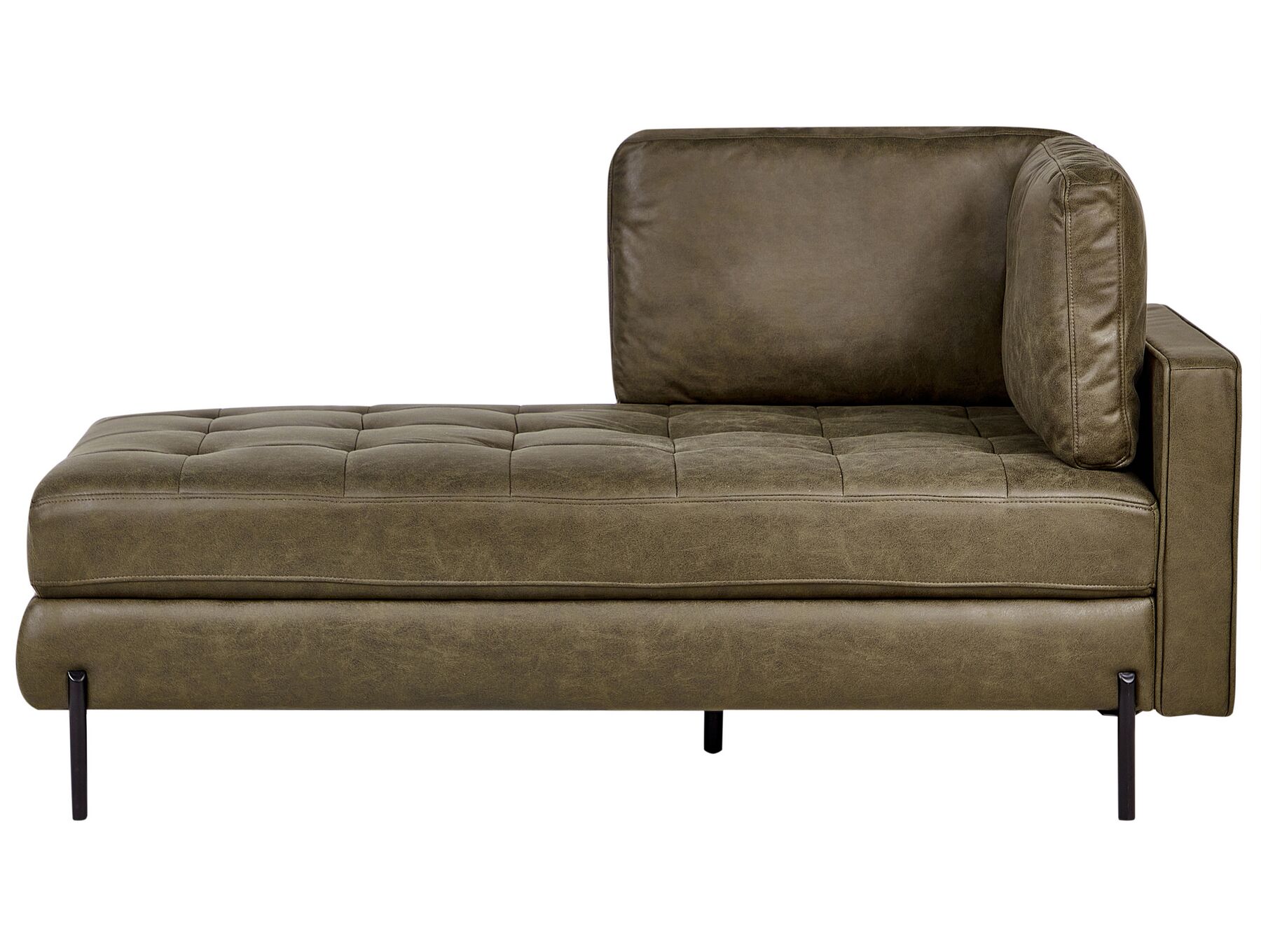 Right Hand Faux Leather Chaise Lounge Green REBAIS_935816