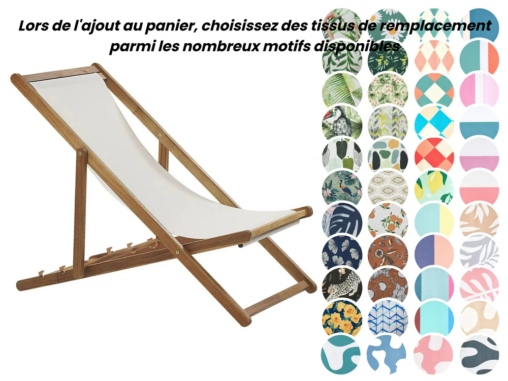 Chilienne pliante ANZIO avec tissus de remplacement Acacia Marron clair_860120