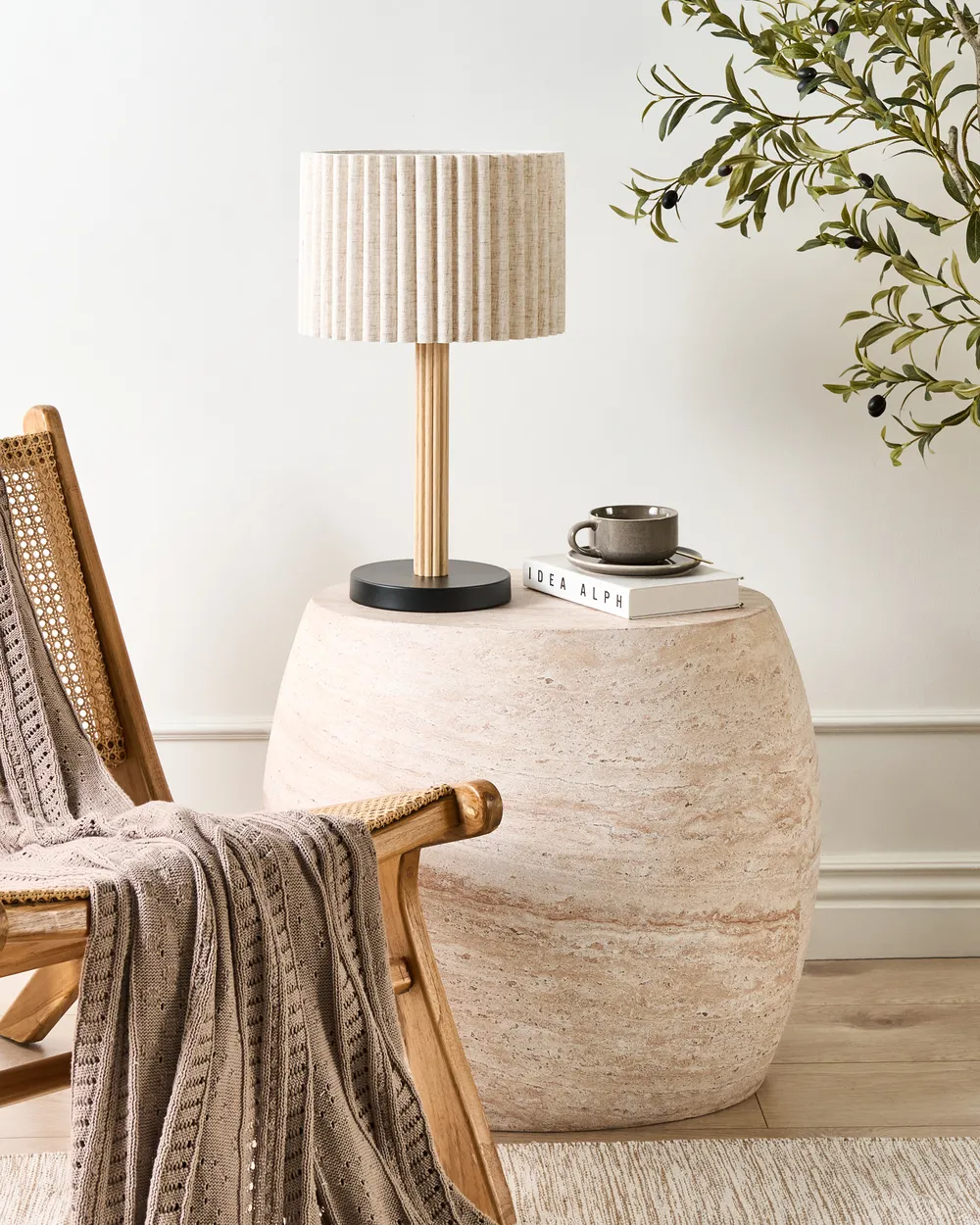 Table Lamp BELESSA Linen Light Beige_1016948
