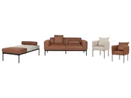 Chaise longue MALMOS Lino sintetico Pelle sintetica Marrone_933381