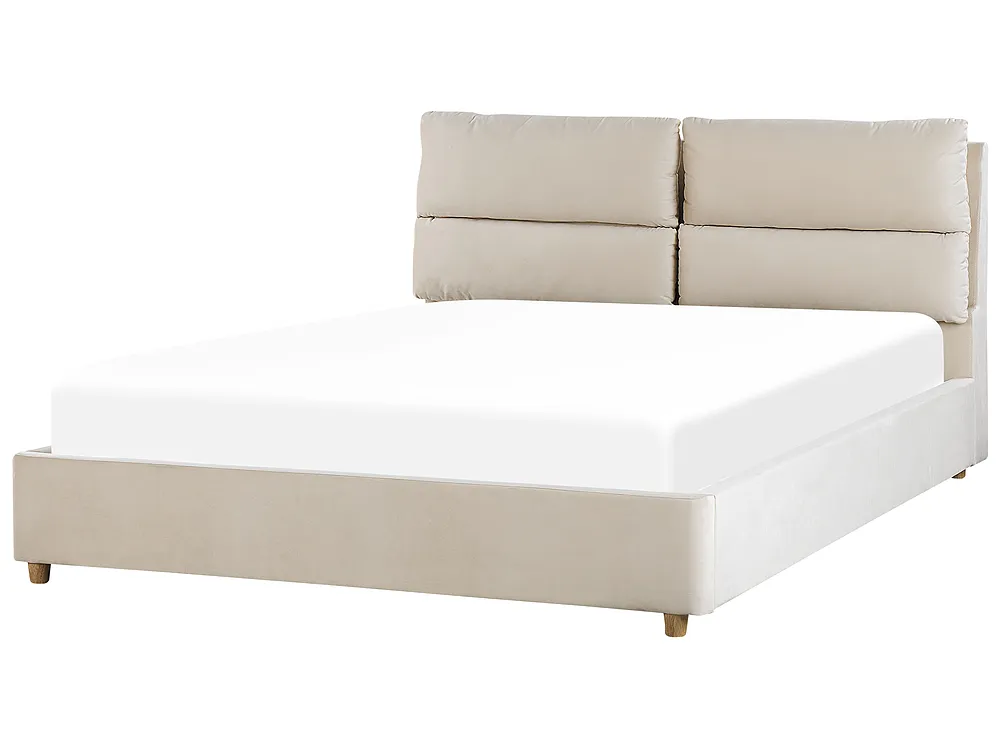 Letto contenitore BATILLY Velluto Beige chiaro 160 x 200 cm_830107
