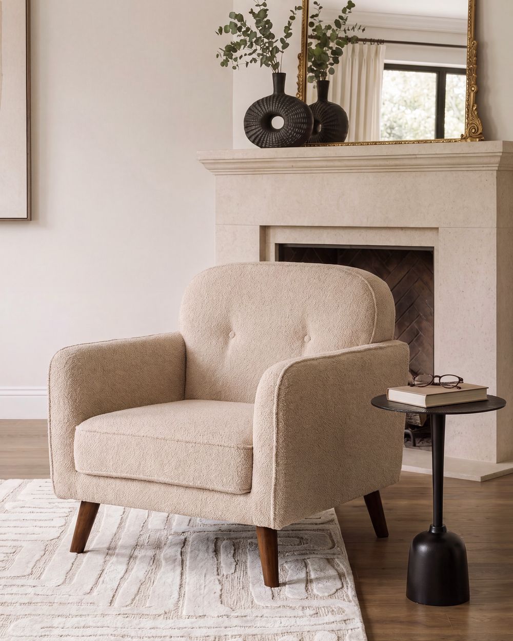 Fauteuil ETTRUM Bouclé Beige